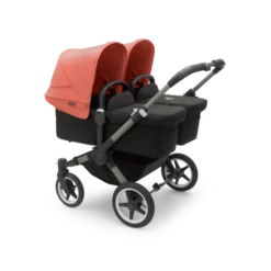 Bugaboo Donkey 5 Twin Pushchair & Carrycot - Graphite / Midnight Black /Sunrise Red