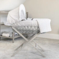 Cuddles Collection Grey Wicker Moses Basket | White Dimple -Baby Products Store 0eqsu12fvke
