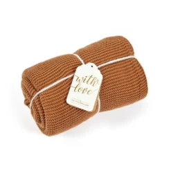 Little Green Sheep Organic Knitted Cellular Baby Blanket | Terracotta