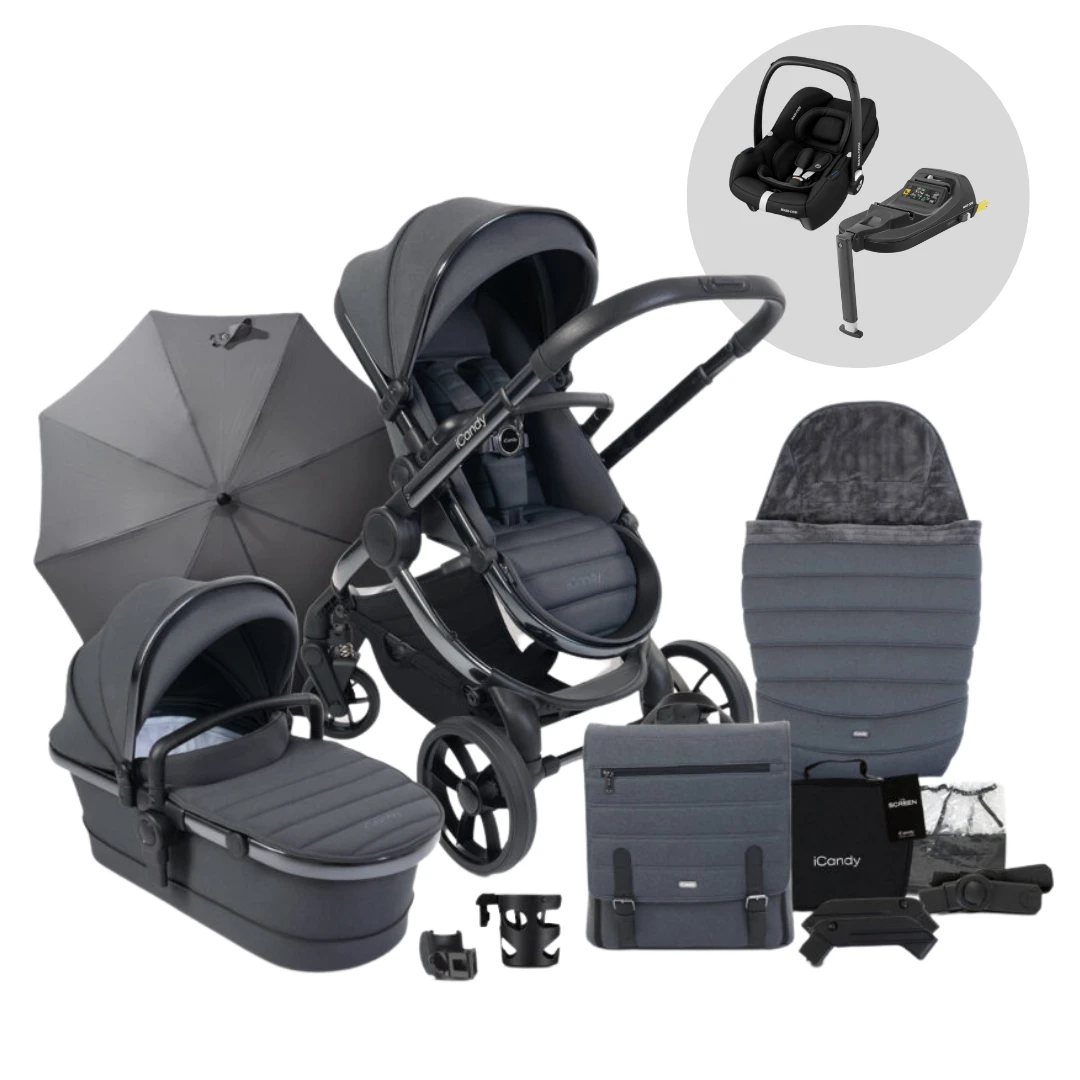 ICandy Peach 7 Pushchair & Maxi Cosi Cabriofix I-Size Bundle- Dark Grey | Phantom 1 ICandy Peach 7 Pushchair & Maxi Cosi Cabriofix I-Size Bundle- Dark Grey | Phantom