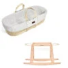 The Little Green Sheep Quilted Moses Basket & Rocking Stand | Printed Dove