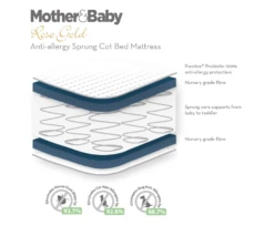 Mother & Baby Rose Gold Anti-Allergy Sprung Cot Bed Mattress (140cm X 70cm) -Baby Products Store 3bkfka1lc02