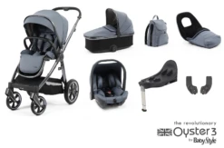 Oyster 3 Luxury 7 Piece Capsule Travel System | Dream Blue (Gun Metal Chassis)