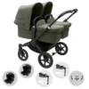 Bugaboo Donkey 5 Twin Pushchair & Turtle Air 360 Travel System - Black/Forest Green