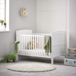 Obaby Grace Cot Bed & Fibre Mattress- White
