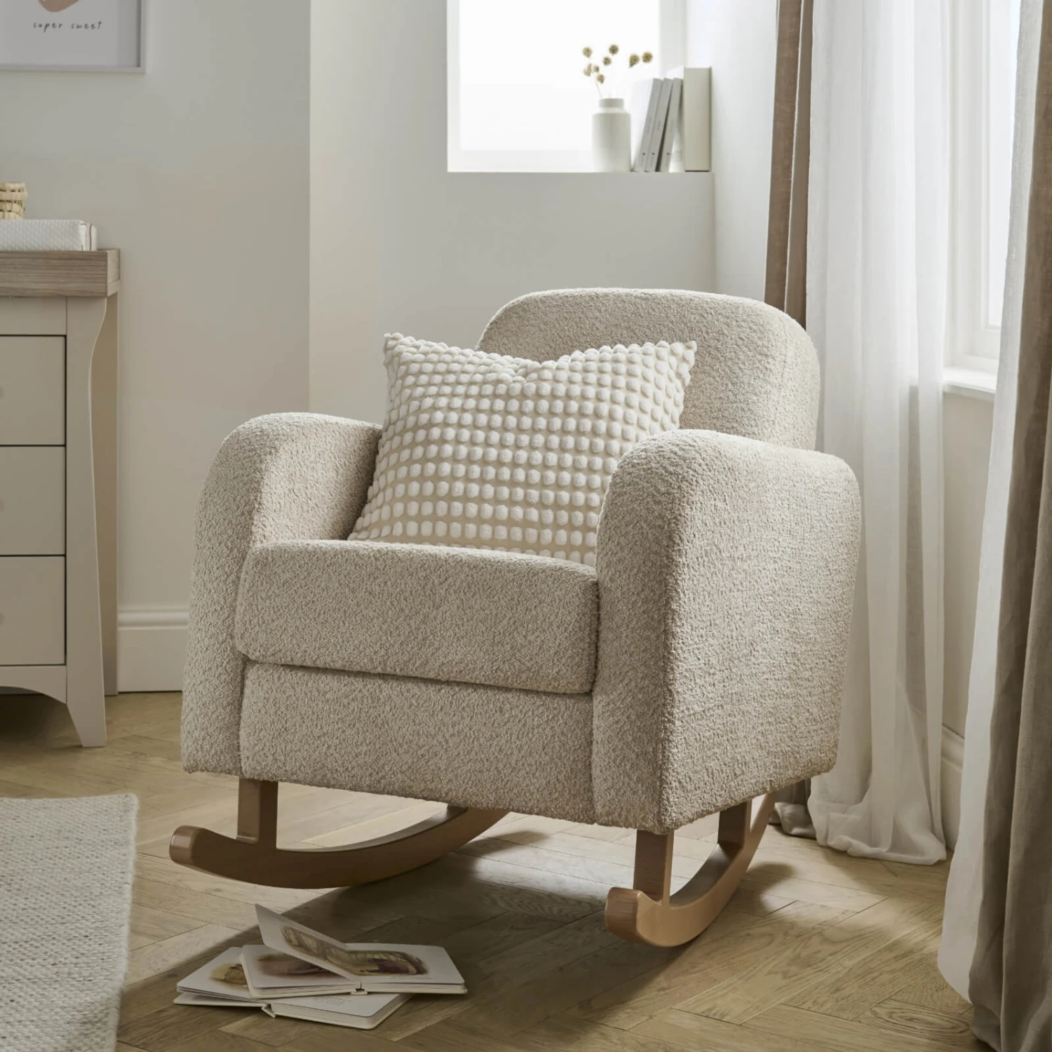 CuddleCo Etta Nursing Chair | Boucle Mushroom 1 CuddleCo Etta Nursing Chair | Boucle Mushroom