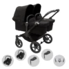 Bugaboo Donkey 5 Twin Pushchair & Maxi-Cosi Cabriofix I-Size Travel System - Black / Midnight Black