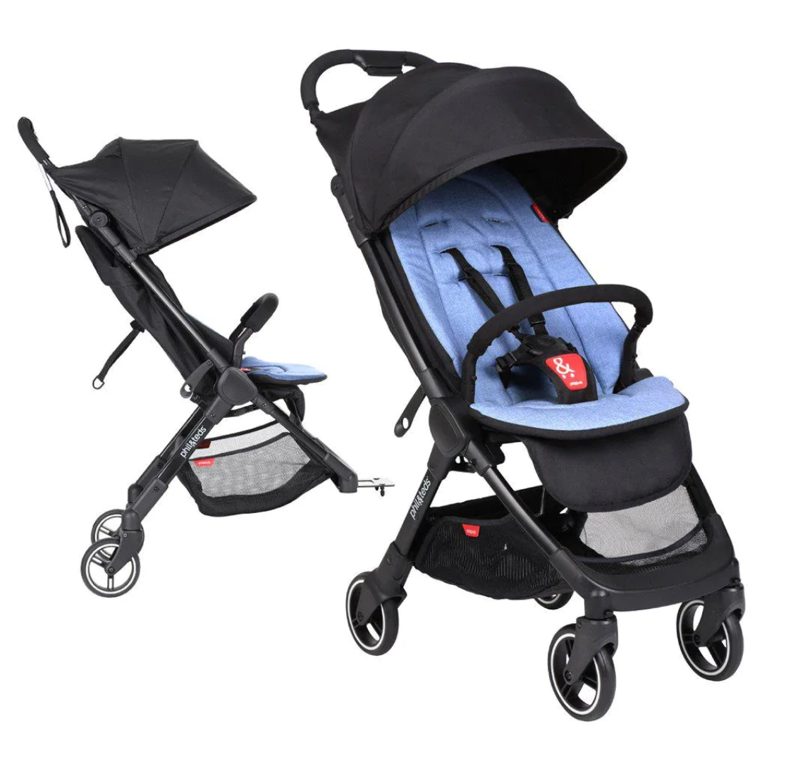 Phil & Teds Go Double Kit + Liner - Sky Blue 2 Phil & Teds Go Double Kit + Liner - Sky Blue - Image 2