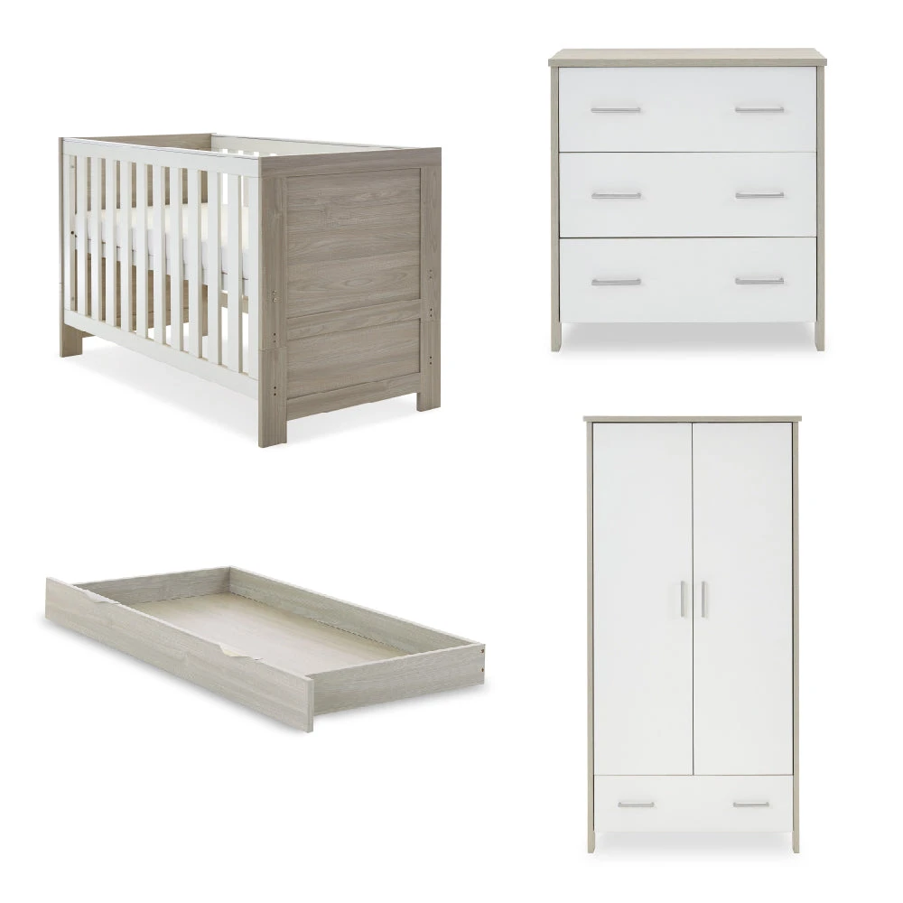 Obaby Nika Mini 3 Piece Room Set & Underdrawer - Grey Wash & White 1 Obaby Nika Mini 3 Piece Room Set & Underdrawer - Grey Wash & White