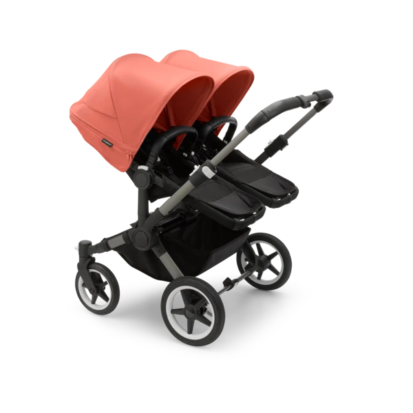 Bugaboo Donkey 5 Twin Pushchair & Carrycot - Graphite / Midnight Black /Sunrise Red 3 Bugaboo Donkey 5 Twin Pushchair & Carrycot - Graphite / Midnight Black /Sunrise Red - Image 3