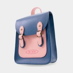 Micro Scooter Vegan Leather Satchel | Navy/Pink