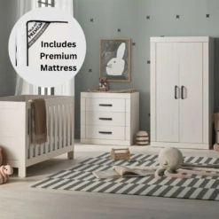Silver Cross Alnmouth 3 Piece Nursery Furniture Set With Premium Mattress