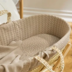 Little Green Sheep Organic Knitted Moses Basket & Mattress | Truffle -Baby Products Store ceep30cvzjn