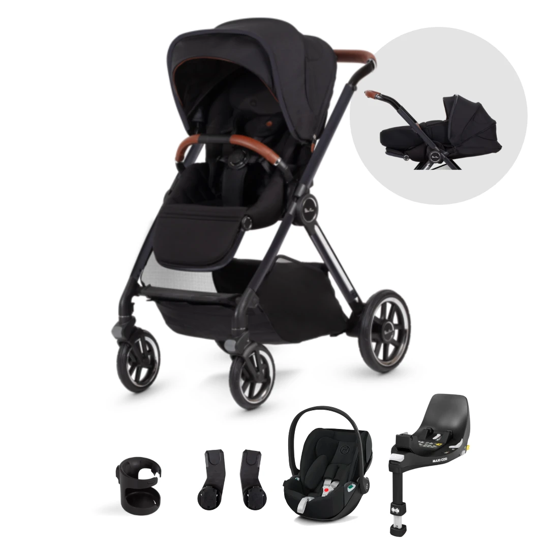 Silver Cross Reef Pushchair, Newborn Pod & Cybex Cloud T Travel Pack - Orbit Black 1 Silver Cross Reef Pushchair, Newborn Pod & Cybex Cloud T Travel Pack - Orbit Black
