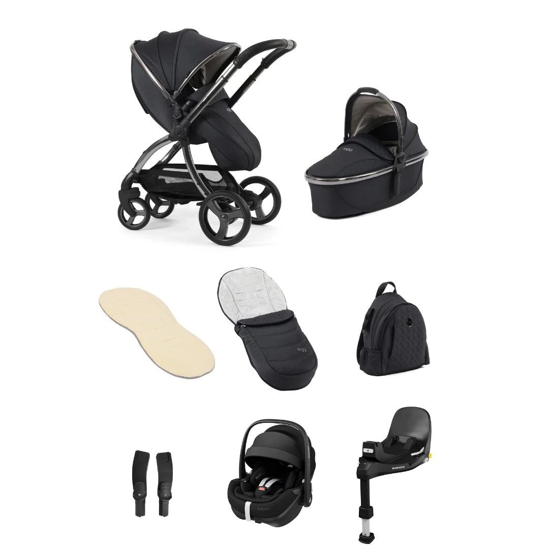 Egg 3 Stroller Luxury Travel System With Maxi-Cosi Pebble 360 Pro Car Seat | Carbonite 1 Egg 3 Stroller Luxury Travel System With Maxi-Cosi Pebble 360 Pro Car Seat | Carbonite