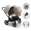 Bugaboo Donkey 5 Duo Pushchair & Carrycot With Cybex Cloud T Travel System - Black & Desert Taupe