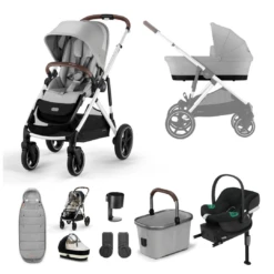 Cybex Gazelle Comfort Bundle With Aton B Car Seat | Lava Grey/Silver | 2023