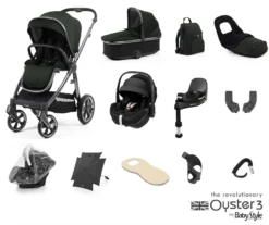 Oyster 3 Ultimate 12 Piece Maxi Cosi Pebble Pro 360 Travel System | Black Olive (Gun Metal Chassis)