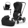 Cybex Priam Pushchair & Cloud T Travel System | Sepia Black & Chrome (Black Handle)