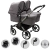 Bugaboo Donkey 5 Twin Pushchair & Maxi-Cosi Pebble 360 Travel System - Graphite / Grey Melange