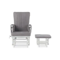 Obaby Deluxe Reclining Glider Chair And Stool - White And Grey -Baby Products Store eltlpttgf3s