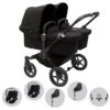 Bugaboo Donkey 5 Twin Pushchair & Cybex Cloud T Travel System - Black / Midnight Black