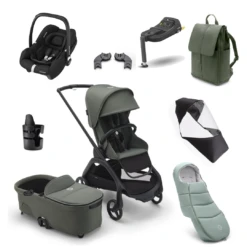 Bugaboo Dragonfly Ultimate Bundle With Maxi-Cosi Cabriofix I-Size Car Seat - Black With Forest Green