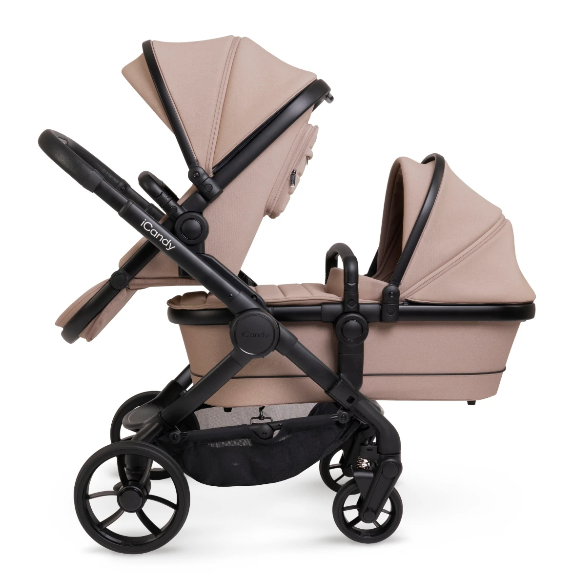ICandy Peach 7 Double Pushchair - Cookie | Black Chassis 2 ICandy Peach 7 Double Pushchair - Cookie | Black Chassis - Image 2