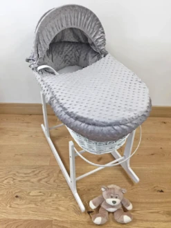 Cuddles Collection White Wicker Moses Basket | Grey Dimple -Baby Products Store h4vs13nortt