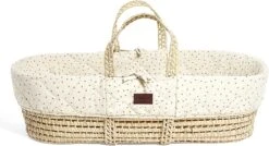 The Little Green Sheep Quilted Moses Basket & Mattress | Printed Linen