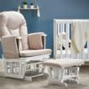Obaby Reclining Glider Chair And Stool - White And Sand