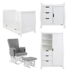 Obaby Stamford Classic 3 Piece Set & Glider Chair - White