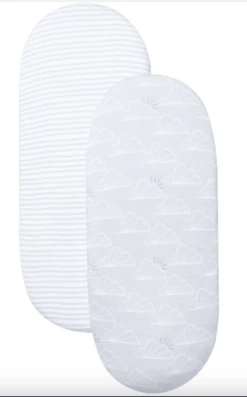 Shnuggle® Shnuggle Grey Cloud Fitted Moses Basket Sheets | 2 Pack