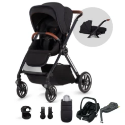 Silver Cross Reef Pushchair, Newborn Pod & Maxi-Cosi Cabriofix I-Size Travel Pack - Orbit Black