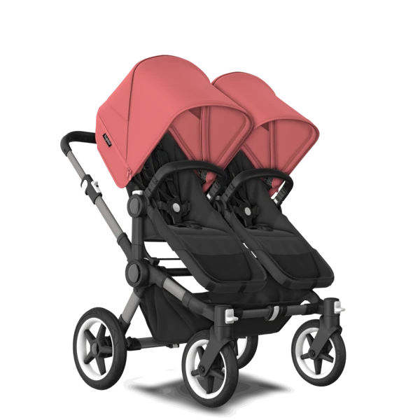Bugaboo Donkey 5 Twin Pushchair & Carrycot - Graphite / Midnight Black /Sunrise Red 4 Bugaboo Donkey 5 Twin Pushchair & Carrycot - Graphite / Midnight Black /Sunrise Red - Image 4