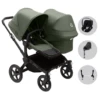 Bugaboo Donkey 5 Duo Pushchair & Cybex Cloud T Travel System - Black / Forest Green