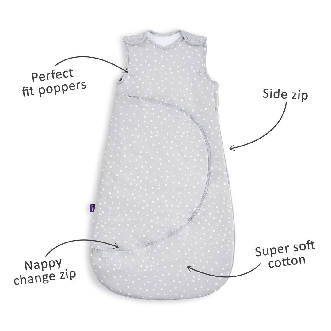SnuzPouch Sleeping Bag1.0 Tog - White Spot(0-6 Months) 3 SnuzPouch Sleeping Bag1.0 Tog - White Spot(0-6 Months) - Image 3