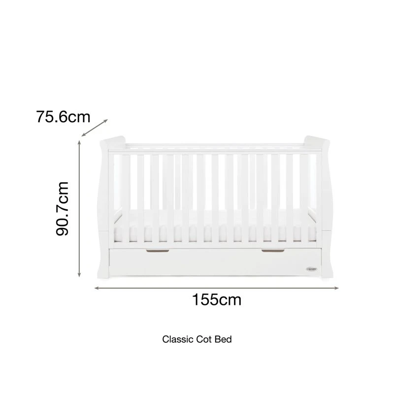 Obaby Stamford Classic Cot Bed & Cot Top Changer- White 6 Obaby Stamford Classic Cot Bed & Cot Top Changer- White - Image 6
