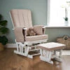 Obaby Deluxe Reclining Glider Chair And Stool - White And Sand