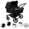 Bugaboo Donkey 5 Twin Pushchair & Turtle Air 360 Travel System - Black / Midnight Black