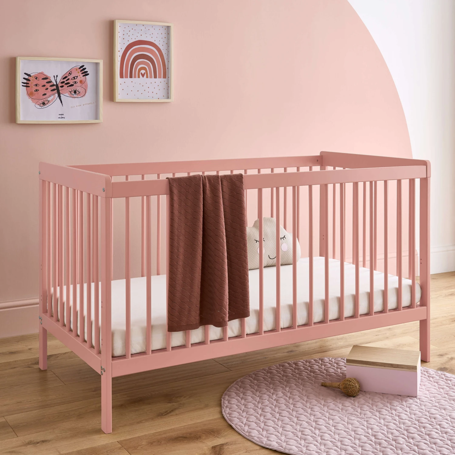 CuddleCo Nola Cot Bed | Soft Blush 2 CuddleCo Nola Cot Bed | Soft Blush - Image 2