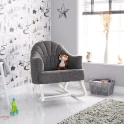 Obaby Round Back Rocking Chair - White And Grey