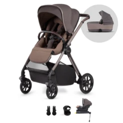 Silver Cross Reef Pushchair, First Bed Folding Carrycot & Dream I-Size Travel Pack - Earth