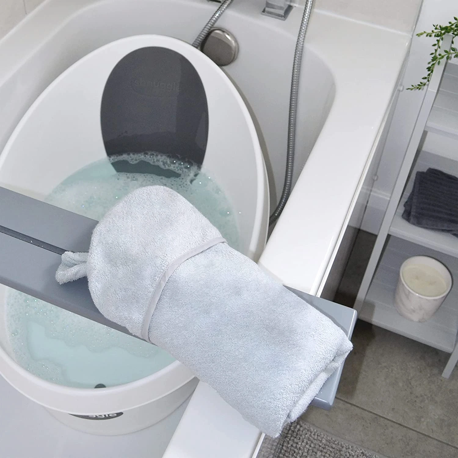 Shnuggle® Shnuggle Wearable Hooded Wrap Towel With Ears | Grey 2 Shnuggle® Shnuggle Wearable Hooded Wrap Towel With Ears | Grey - Image 2