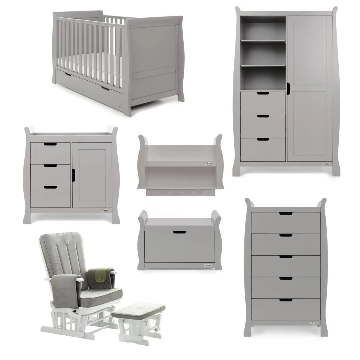 Obaby Stamford Classic 7 Piece Room Set- Warm Grey 1 Obaby Stamford Classic 7 Piece Room Set- Warm Grey