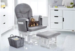 Obaby Reclining Glider Chair And Stool - White And Grey