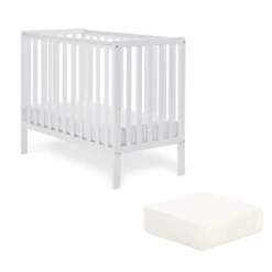 Obaby Bantam Space Saver Cot & Fibre Mattress - White