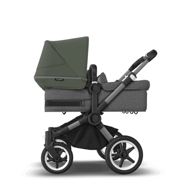 Bugaboo Donkey 5 Twin Pushchair & Carrycot - Graphite / Grey Melange / Forest Green 2 Bugaboo Donkey 5 Twin Pushchair & Carrycot - Graphite / Grey Melange / Forest Green - Image 2