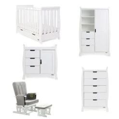 Obaby Stamford Mini Sleigh 5 Piece Room Set- White