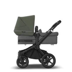 Bugaboo Donkey 5 Twin Pushchair & Carrycot - Black / Grey Melange / Forest Green -Baby Products Store swigewdasem